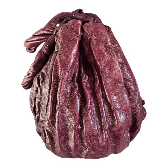 Donald J Pliner Plum/Wine/Burgundy Large Leather Handbag Purse Geometric Pattern - Picture 5 of 15